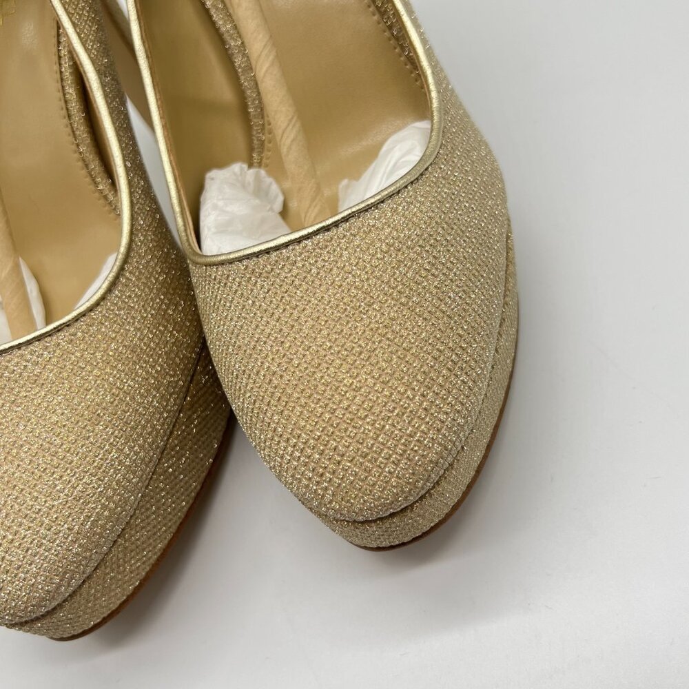 Michael Michael Kors Womens 7M Gold Chantal Platform Pumps Heels Shoes - Picture 5 of 15